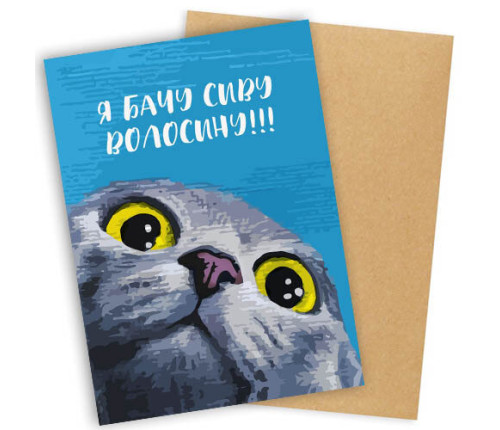 Листівка з конвертом Я БАЧУ СИВУ ВОЛОСИНУ!!! Листівка з конвертом Я БАЧУ СИВУ ВОЛОСИНУ!!!
