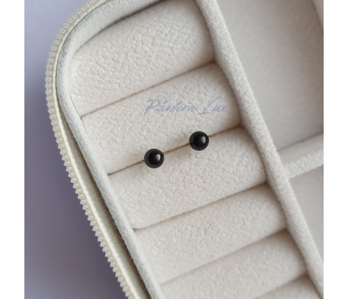 Сережки Xuping цвяшки (пусети) 4 мм з медичного золота чорна емаль