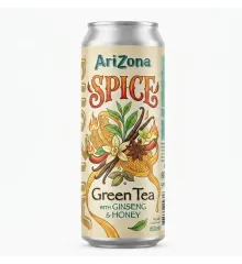 Холодний зелений чай Arizona Spice Green Tea (із женьшенем та медом) 650 мл, залізна банка